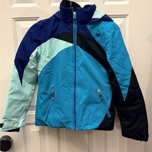 Obermeyer Teens Winter Coat in Blue, Black, & Teal